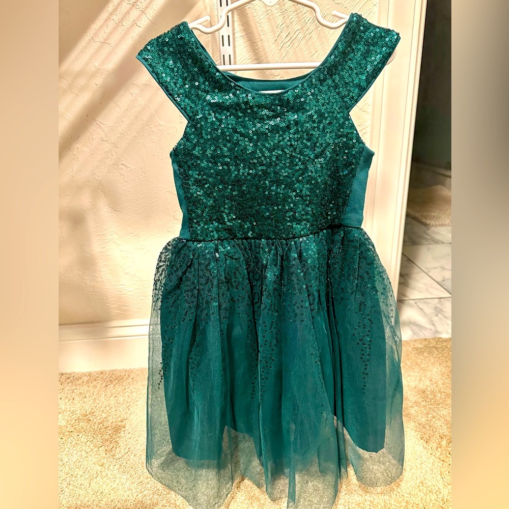 Cat and Jack green tulle and sequins dress